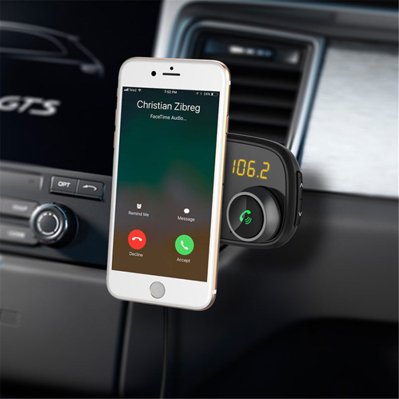 Bakeey QC 3.0 LED Display Fast Charging Car Charger bluetooth FM Transmitter Magnetic Phone Holder MP3 Music Player For iPhone XS 11Pro Huawei P30 Pro Mate 30 5G
