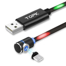TOPK L-Line 1m Magnetic Cable USB C Type C Data Cable & Micro USB Cable LED Magnet Charger Cable For Samsung Xiaomi Huawei
