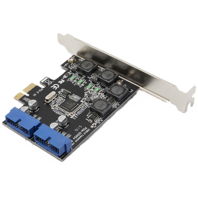 SSU N014S+PW4 PCI - E to USB 3.0 Expansion Card with Front - Facing 19 / 20 Pin Interface for Desktop Computer