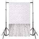 5x7FT Vinyl White Brick Wall Wood Floor Backdrop Studio Prop Photography Background
