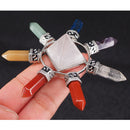 Crystal Pyramid Energy Generator Gemstone 7 Chakra Prism Point Healing Balancing Decorations