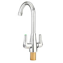 Brass Chrome Finish Kitchen Sink Faucet 360 Rotate Neck Spout Double Handle Water Mixer Tap