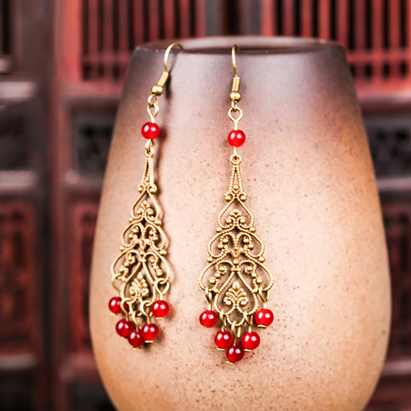Bohemian Hallow Tassels Earrings Alloy Long-Style Ear Drop Earring For Women