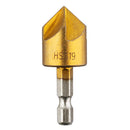 Drillpro 6pcs 6-19mm Countersink Drill Bit 5 Flutes Hex Shank Titanium Coated Chamfer Cutter Set