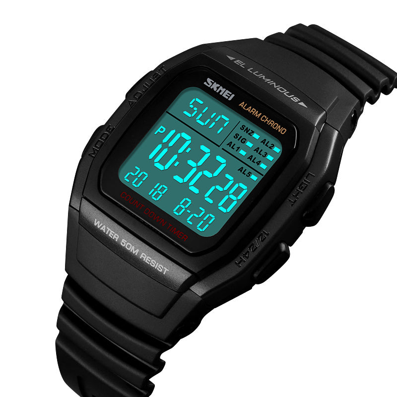 SKMEI 1278 Outdoor 50M Waterproof LED Watch Men Date Luminous Display Countdown Sport Digital Watch