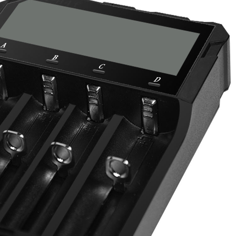 HXY-H4F LCD Display Adjustable Battery Charger Universal 4 Slot EU / US AC Plug Charger