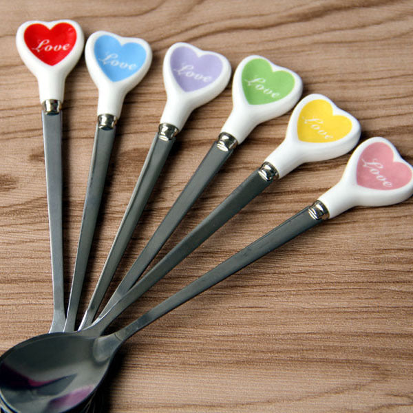 Heart-shaped Stainless Steel Spoon Coffee Tea Ice Cream