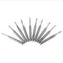 Drillpro 10pcs 3.175mm Shank End Mill 0.8-2mm Diameter Two Flutes CNC Milling Cutter