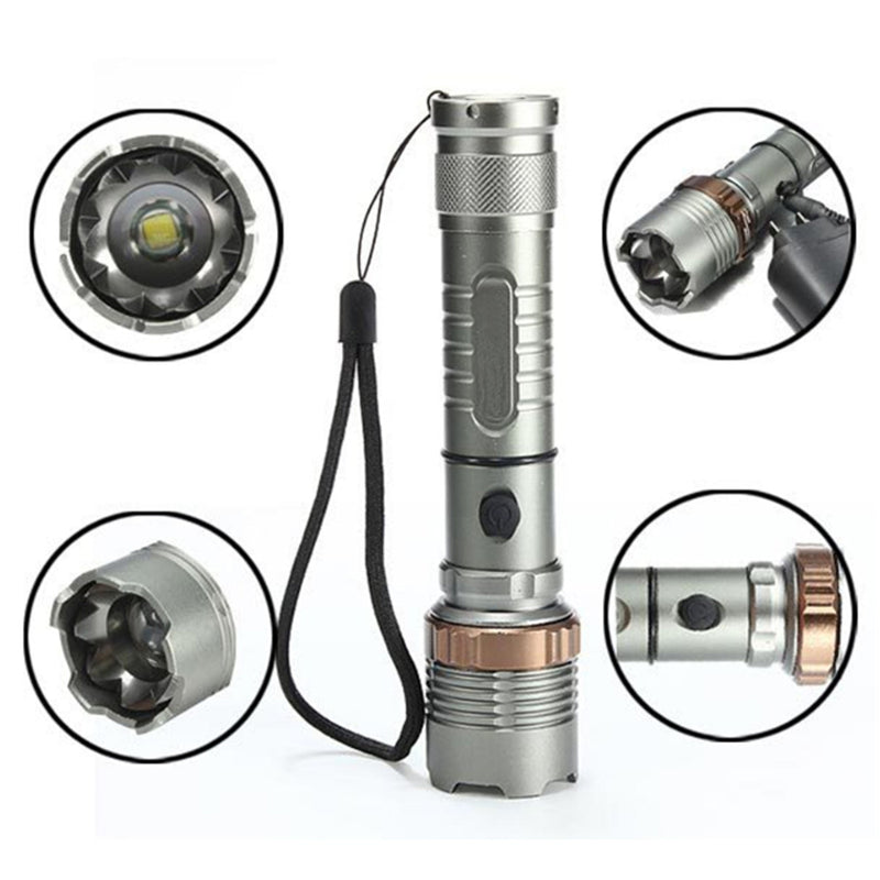 Portable T6 1000LM 5Modes Zoomable Rechargeable Lotus Shape LED Flashlight 18650/AAA Flashlight