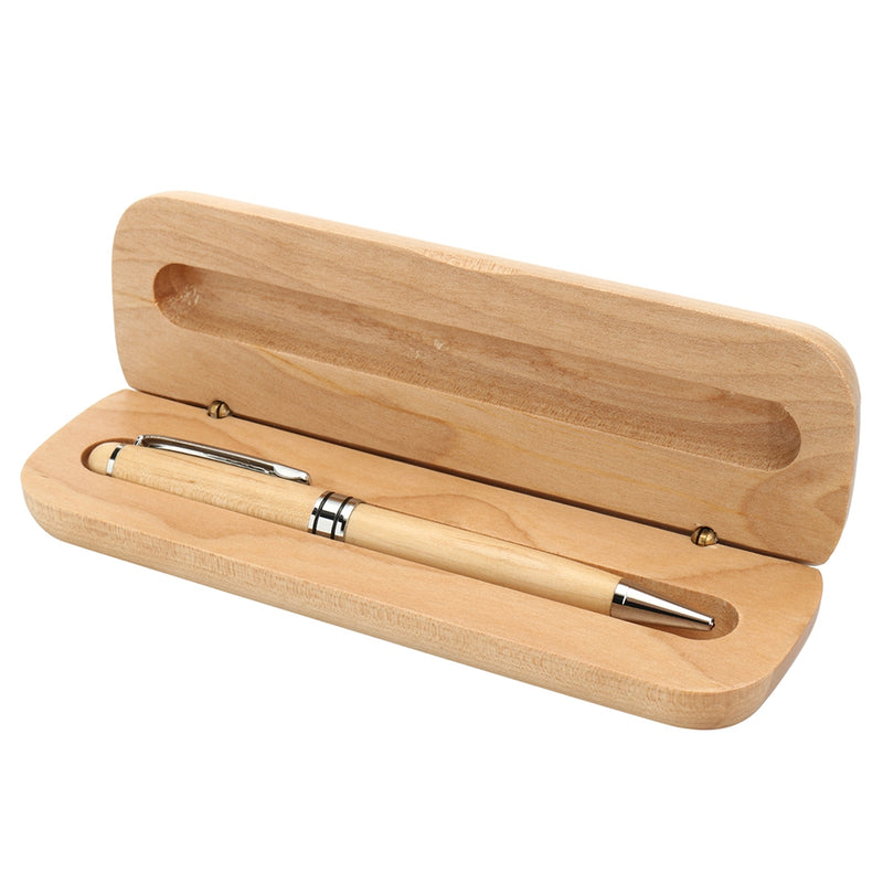 0.7mm Wooden Engraved Ballpoint Pen WIth Gift Box For Kids Students Children School Writing Gift