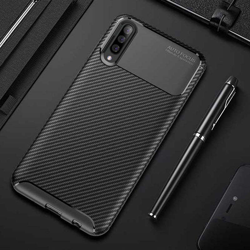 Bakeey Protective Case For Samsung Galaxy A50 2019 Carbon Fiber Fingerprint Resistant Soft TPU Back Cover