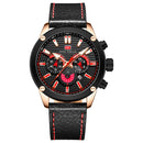 MINIFOCUS 0288G Fashion Business Men Watch Waterproof Luminous Leather Strap Quartz Watch