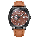Ristos 9336 Business Style Male Wristwatch Calendar Leather Band Quartz Watch