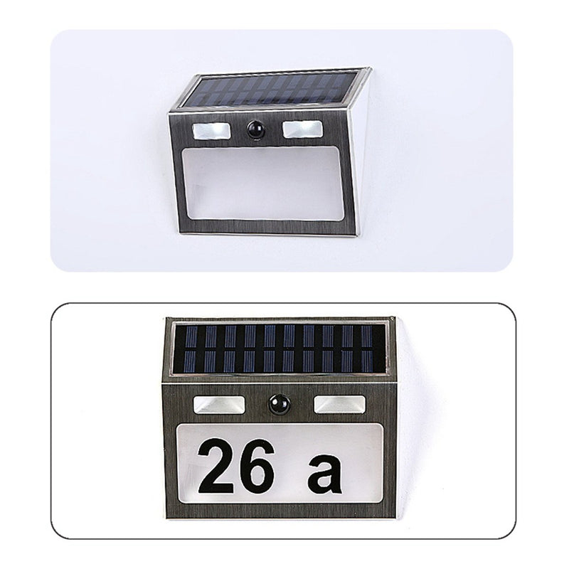 Solar Power 7 LED PIR Motion Sensor House Number Light Door Sign Wall Street Lamp
