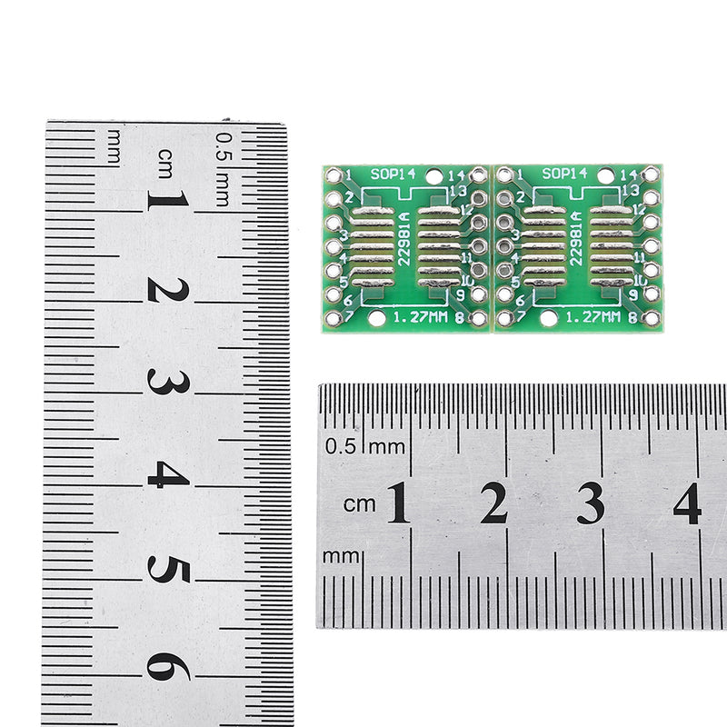200pcs SOP14 SSOP14 TSSOP14 To DIP14 Pinboard SMD To DIP Adapter 0.65mm/1.27mm To 2.54mm DIP Pin Pitch PCB Board