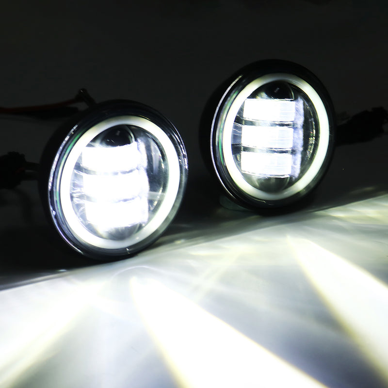 4 Inch 10-32V 2400LM 6000K Motorcycle LED Front Headlight Flood Light IP67 CE Spot Fog Passing Light With Angel Circle Lights