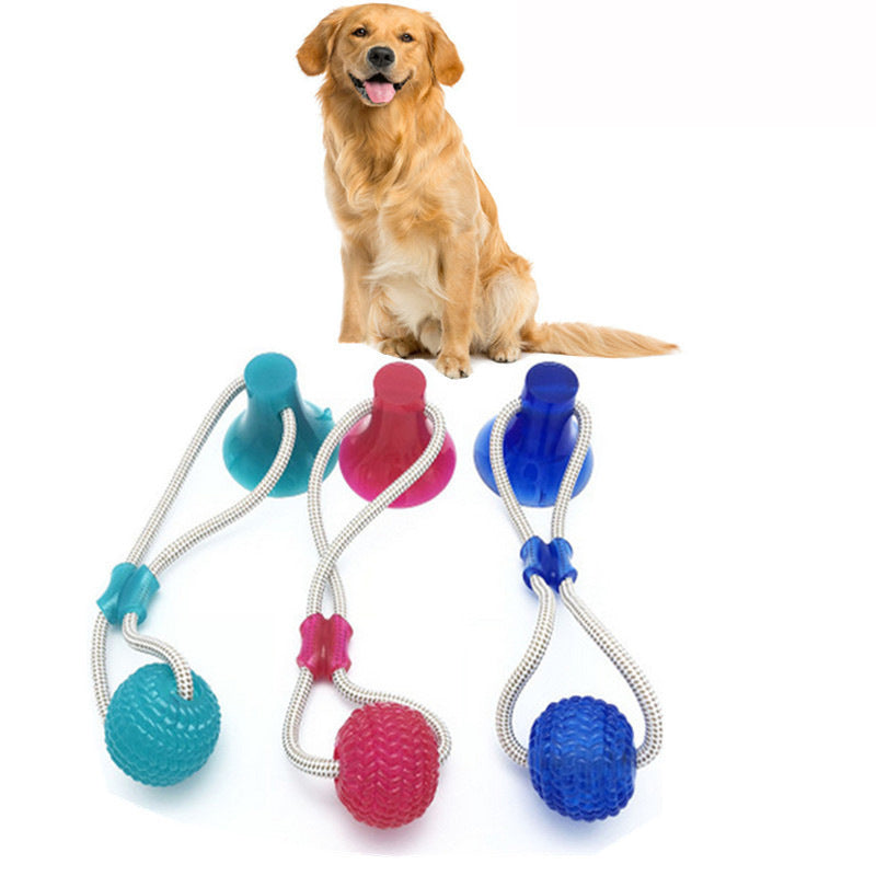 Pet Molar Bite Ball Cats Dogs Training Multifunction Pet Molar Rubber Chew Ball Cleaning Teeth Safe Elasticity Soft Puppy Suction Cup Pet Toys