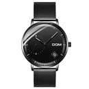 DOM M-302 Waterproof Calendar Men Wrist Watch Stainless Steel Strap Quartz Watches