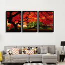 Miico Hand Painted Three Combination Decorative Paintings Maple Tree Wall Art For Home Decoration