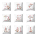 Simple Nordic Style Pink Alphabet ABC Pattern Throw Pillow Cover Home Sofa Creative Art Pillow Case