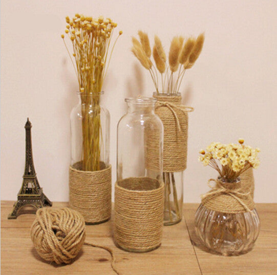 Zakka Hemp Rope Glass Vase Flower Bottle Ornaments Flower Stem Dried Flowers Vase