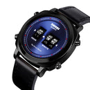 SKMEI 1519 Creative Rolling Time Display Leather Strap 30M Waterproof Men Watch Quartz Watch