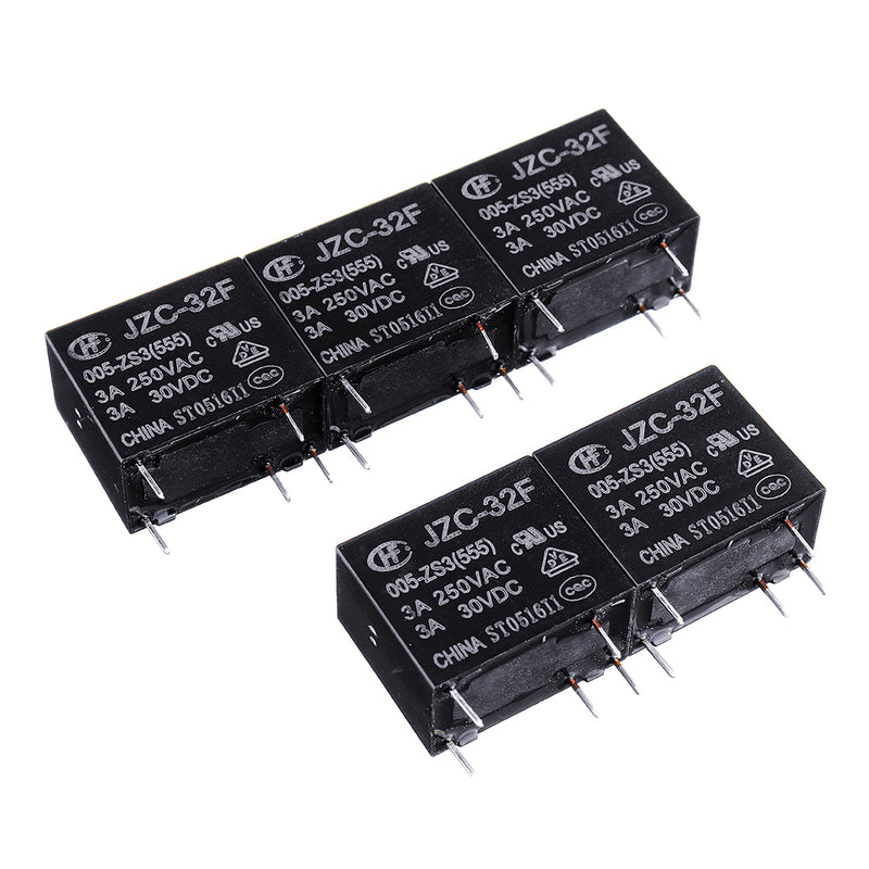 5Pcs HF32F-JZC-32F- 005 012 024-ZS3 5V 12V 24V DC 3A 5Pin Relay Module