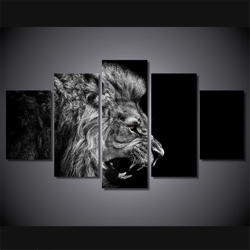 5Pcs No Frame Canvas Prints Lion Animal Paintings Home Wall Hanging Art Decorations