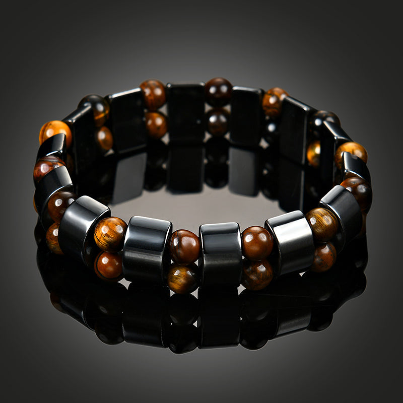 Simple Style Black Magnet Stone Chain Tiger's Eye Beads Health Care Bracelet for Men Women