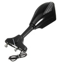 Pair Motorcycle LED Turn Signal Rear View Mirrors For Honda/Suzuki/Kawasaki/Yamaha