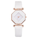 Fahion Diamond Mirror Watch Ladies Dress Ultra-thin Leather Women Quartz Watch