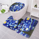 180x180cm The Starry Night Pattern Bathroom Waterroof Shower Curtains Toliet Mat 12 Hooks