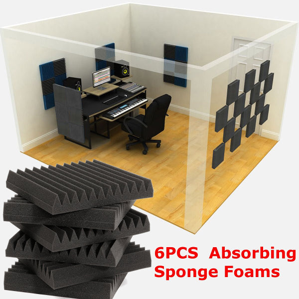 6Pcs 30x30x5cm Acoustic Wedge Soundproofing Sound-Absorbing Noise Foam Tiles