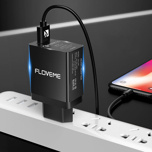 FLOVEME QC3.0 Fast Travel Wall USB Charger Adapter EU Plug For Smart Phone Tablet Camera