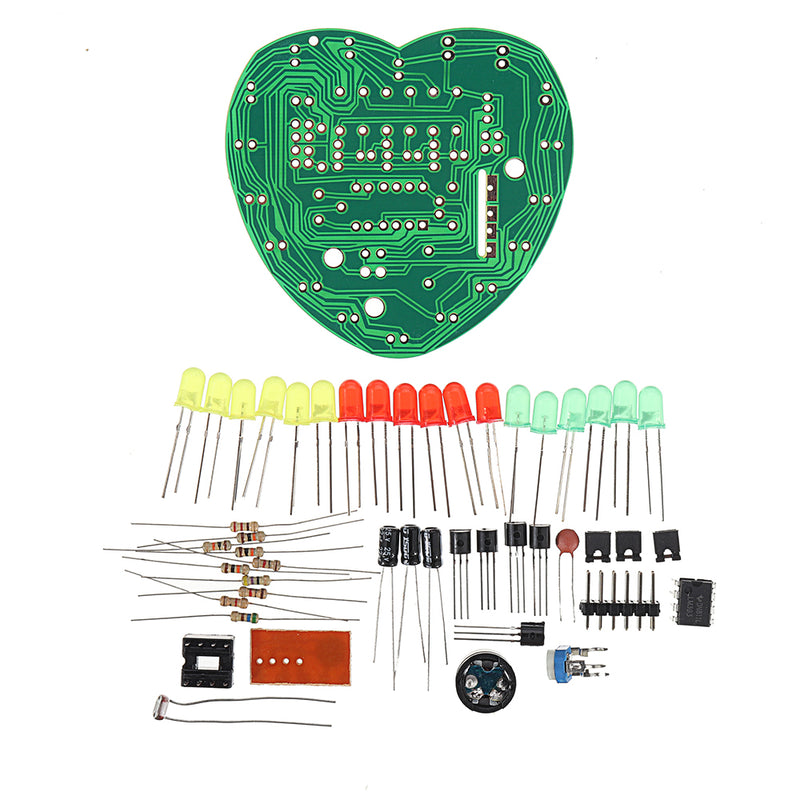 LED Light Control Music Heart-shaped DIY LED Flash Light Kit Eelectronic Production Kits