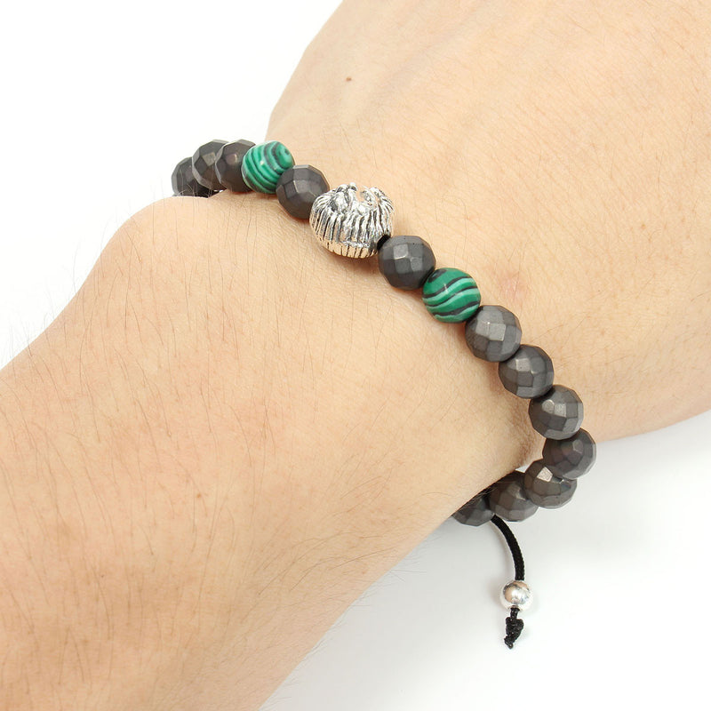 8mm Green Matte Lion Head Men Bracelet Series Jewelry Chain