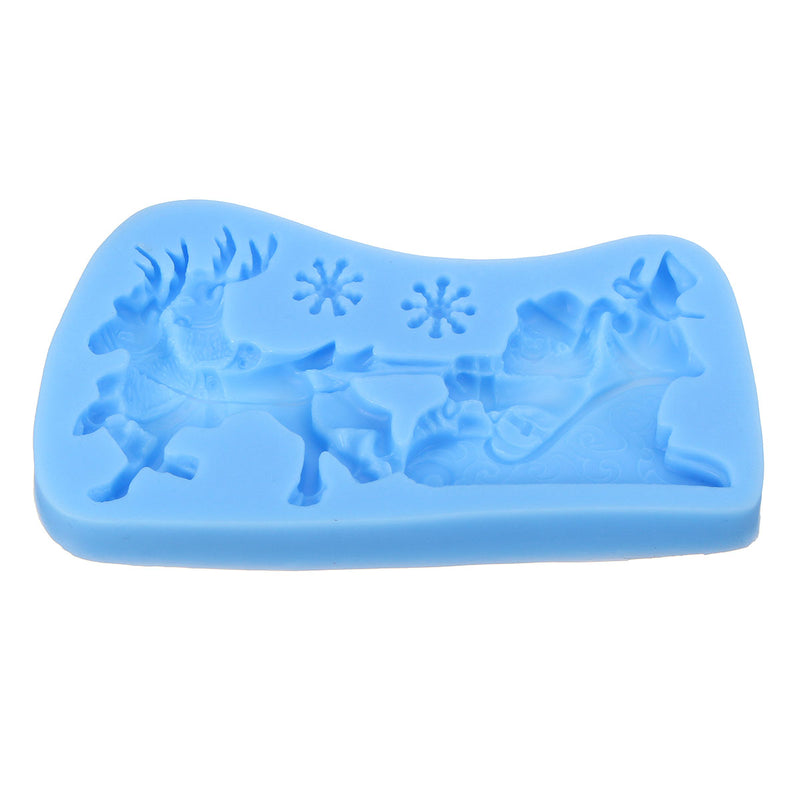 3D DIY Christmas Santa Clause Sleigh Silicone Soap Mould Candle Cake Baking Tools