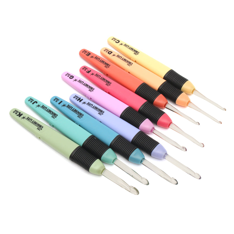 Lighted Crochet Hooks Value Pack 9 pcs Set LED Lite Crochet Hook Set  Needle Batteries Included
