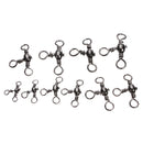 ZANLURE 100 Pcs 3 Way Barrel Swivels Solid Rig Rings Fishing Lures Connector Tackle