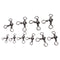 ZANLURE 100 Pcs 3 Way Barrel Swivels Solid Rig Rings Fishing Lures Connector Tackle