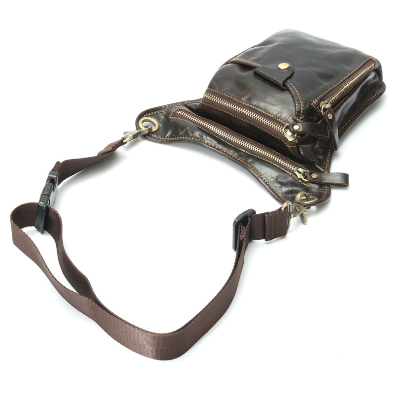 Men Motocycle Waist Leg Bag Fashion Leather Hiking Cycling Work School Travel