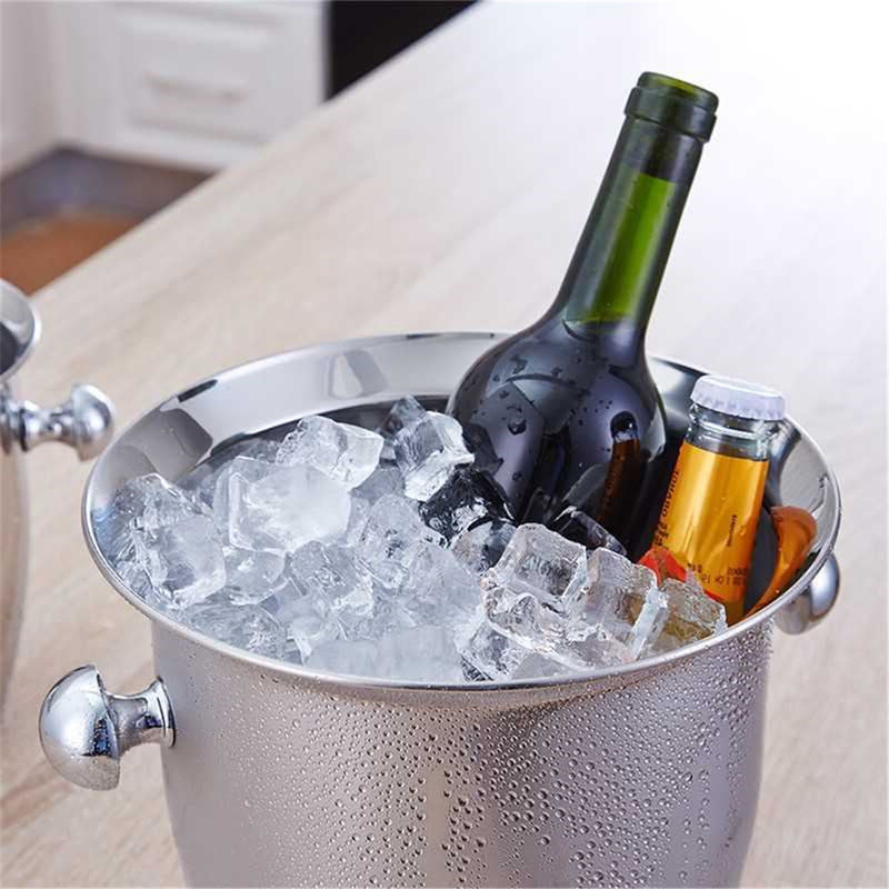 Stainless Steel Ice Bucket Cham pagne Drinks W ine Bottle Cooler Party Bar Tools
