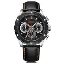 MEGIR 2070 Sport Style Chronograph Luminous Display Leather Men Quartz Watch