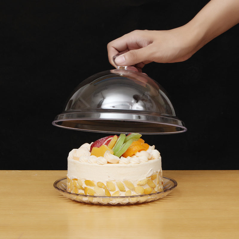 Transparent Cake Stand Dome Lid Cover Cup Cake Pastry Food Display Serving Plate