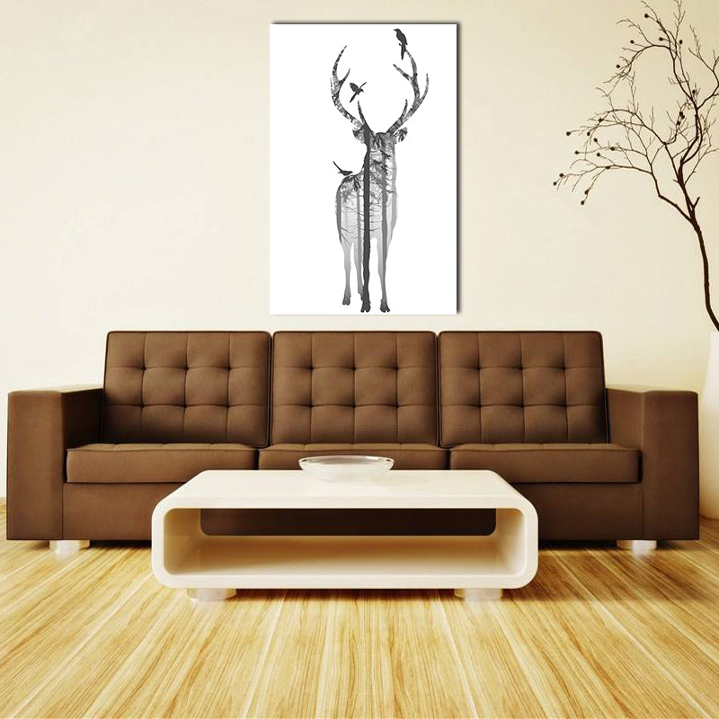 Miico Hand Painted Oil Paintings Simple Style Deer Family B Wall Art For Home Decoration Painting