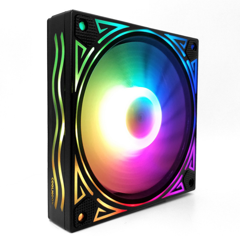 Coolmoon BILLOW 3PCS 120mm Multilayer Backlit RGB Cooling Fan Mute PC CPU Heatsink with the RF Wireless Remote Control