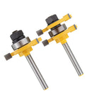 Drillpro RB22 2Pcs Tongue & Groove Router Bit Set 1/4 Inch Shank 3 Teeth T-shape Wood Milling Cutter