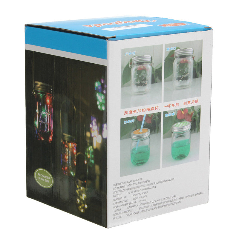 Christmas light Solar Power Hanging Glass Jar Lamp 8 LED Beads Garden Courtyard Landscape Decor Light