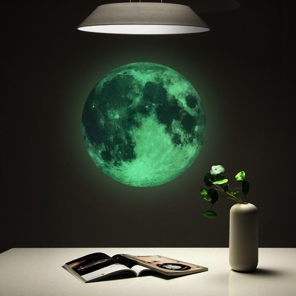 30cm Luminous Glow in the Dark Moon Wall Sticker Home Art Decor Kids Room Decal