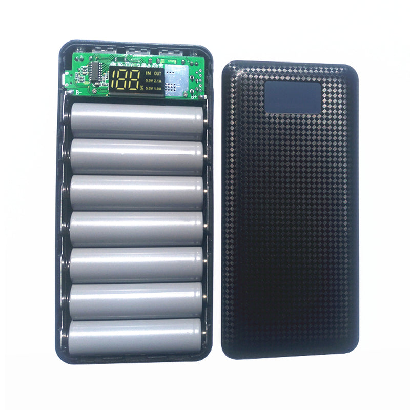 DIY 3 Port USB Mobile Power Bank Charger Case 5V 2A 7x 18650 Battery Kit Box